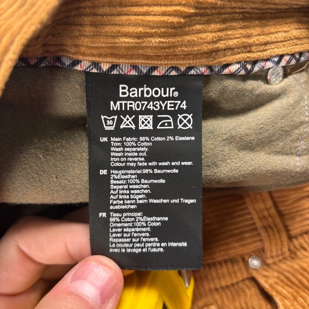 Barbour Golden Brown 5-Pocket Corduroy‎ Chino Pants Men's Size 38R EUC